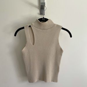 Petite Sand Cut Out Sleeveless Top